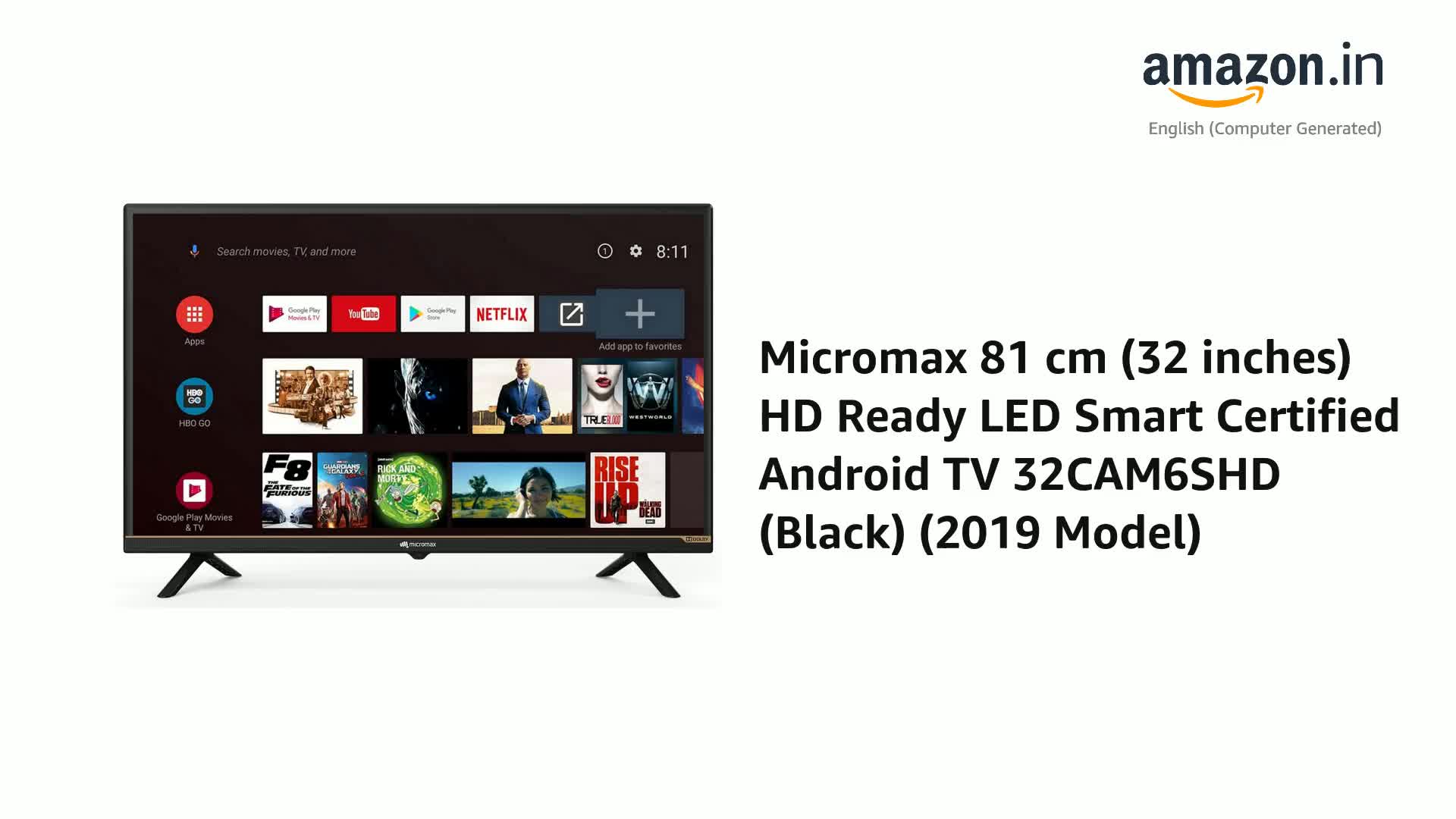 Micromax 81 cm (32 inches) HD Ready LED Smart Certified Android TV